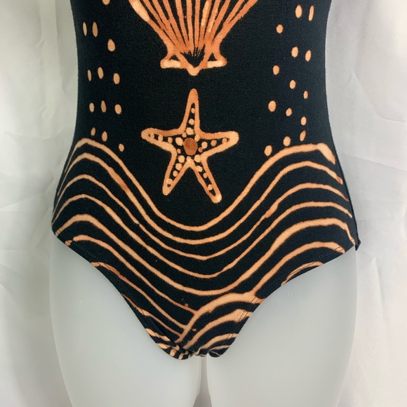 ANNA SUI Leotard BodySuit Small Waves Brass Arrow - Picture 4 of 13
